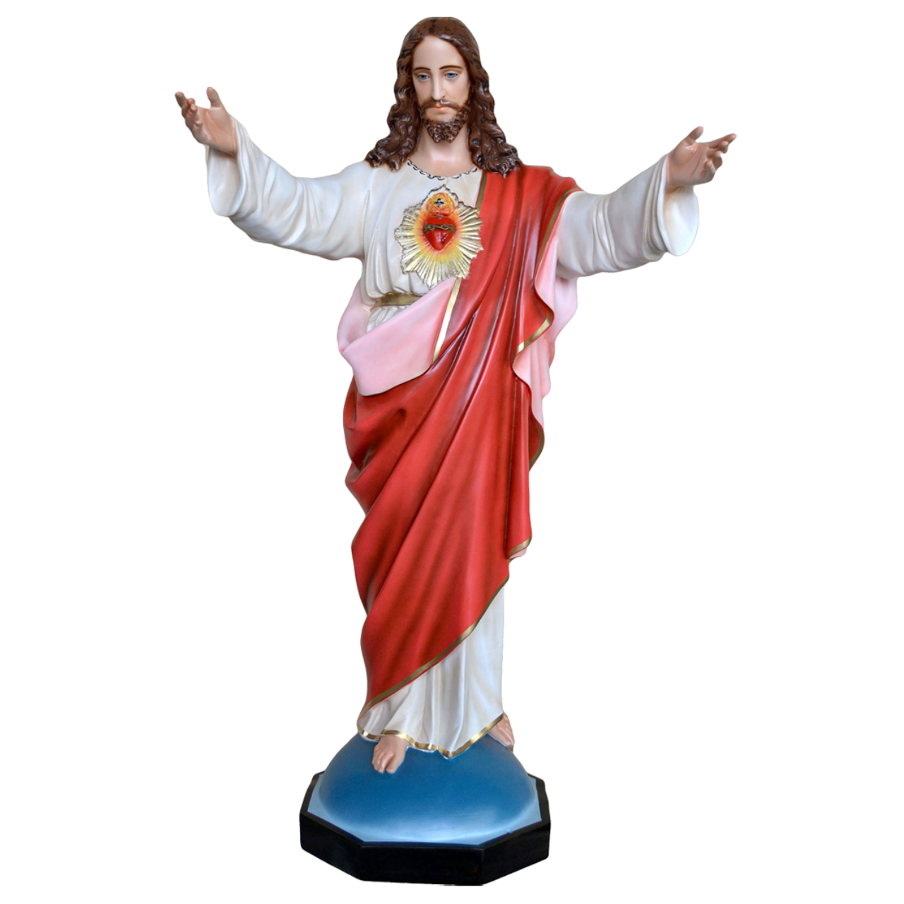 Statua Gesù Sacro Cuore Braccia Aperte 130 cm in Resina