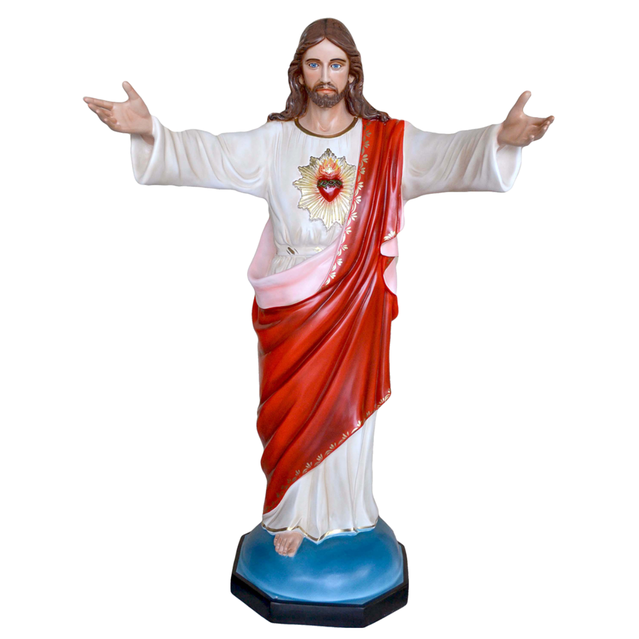 Statua Gesù Sacro Cuore Braccia Aperte 150 cm in Vetroresina
