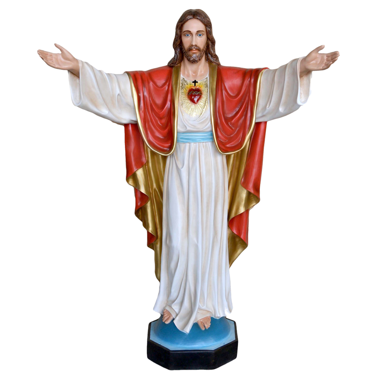 Statua Gesù Sacro Cuore Braccia Aperte 200 cm in Vetroresina