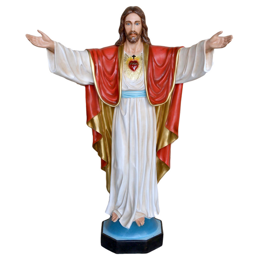 Statua Gesù Sacro Cuore Braccia Aperte 200 cm in Vetroresina
