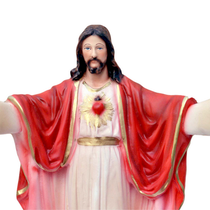 Statua Gesù Sacro Cuore Braccia Aperte 25 cm in Resina Piena