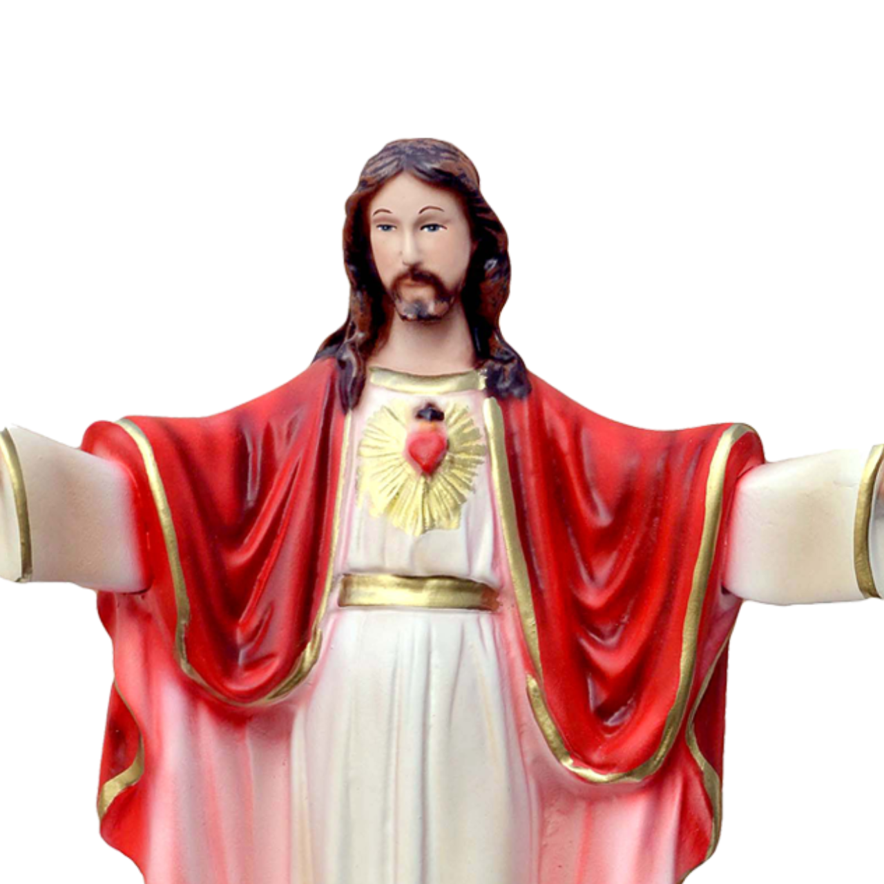 Statua Gesù Sacro Cuore Braccia Aperte 30 cm in Resina Piena