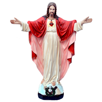 Statua Gesù Sacro Cuore Braccia Aperte 40 cm in Resina