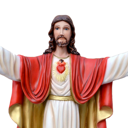 Statua Gesù Sacro Cuore Braccia Aperte 50 cm in Resina