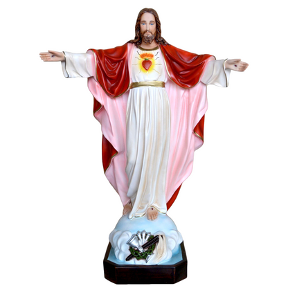 Statua Gesù Sacro Cuore Braccia Aperte 85 cm in Resina