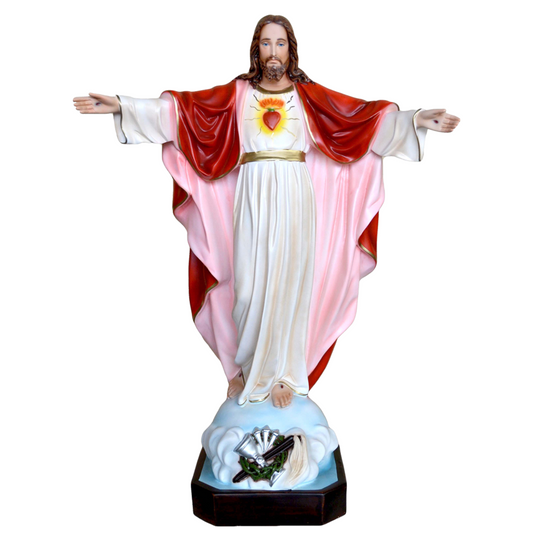 Statua Gesù Sacro Cuore Braccia Aperte 85 cm in Resina