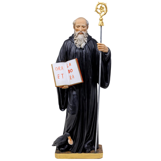 Statua San Benedetto 30 cm in Resina Piena