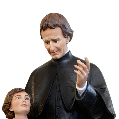 Statua San Giovanni Bosco con Domenico Savio 120 cm in Vetroresina