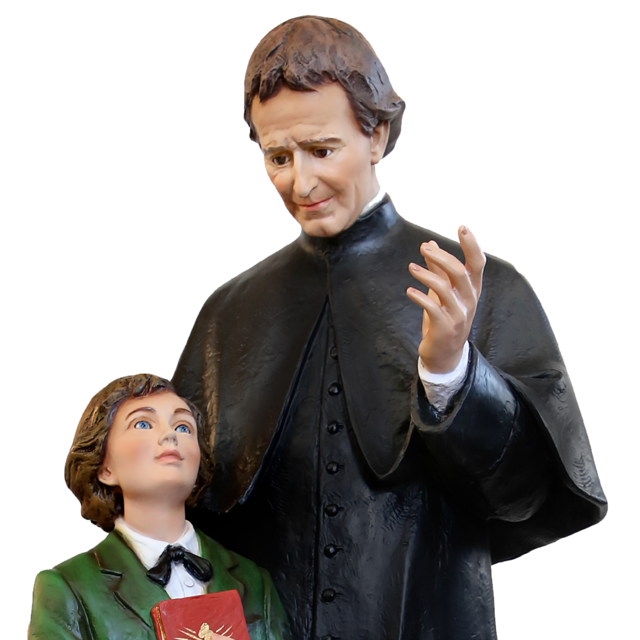 Statua San Giovanni Bosco con Domenico Savio 120 cm in Vetroresina