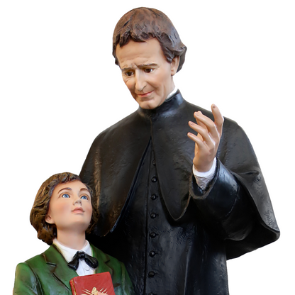 Statua San Giovanni Bosco con Domenico Savio 120 cm in Vetroresina