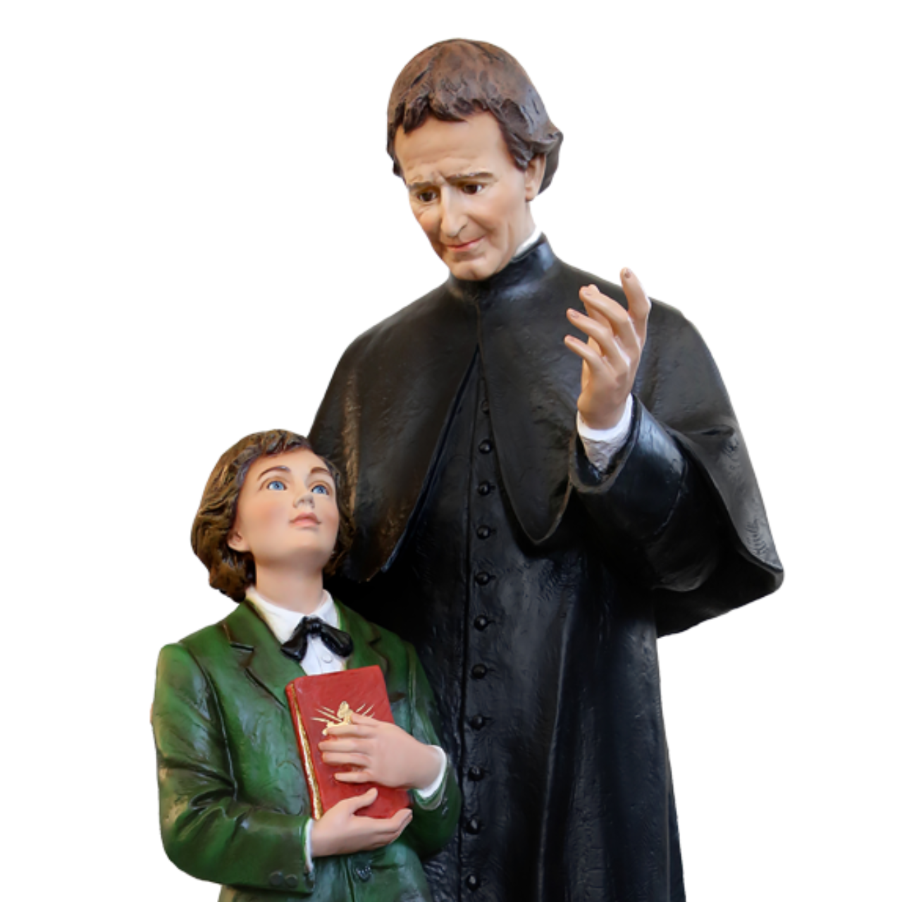 Statua San Giovanni Bosco con Domenico Savio 120 cm in Vetroresina