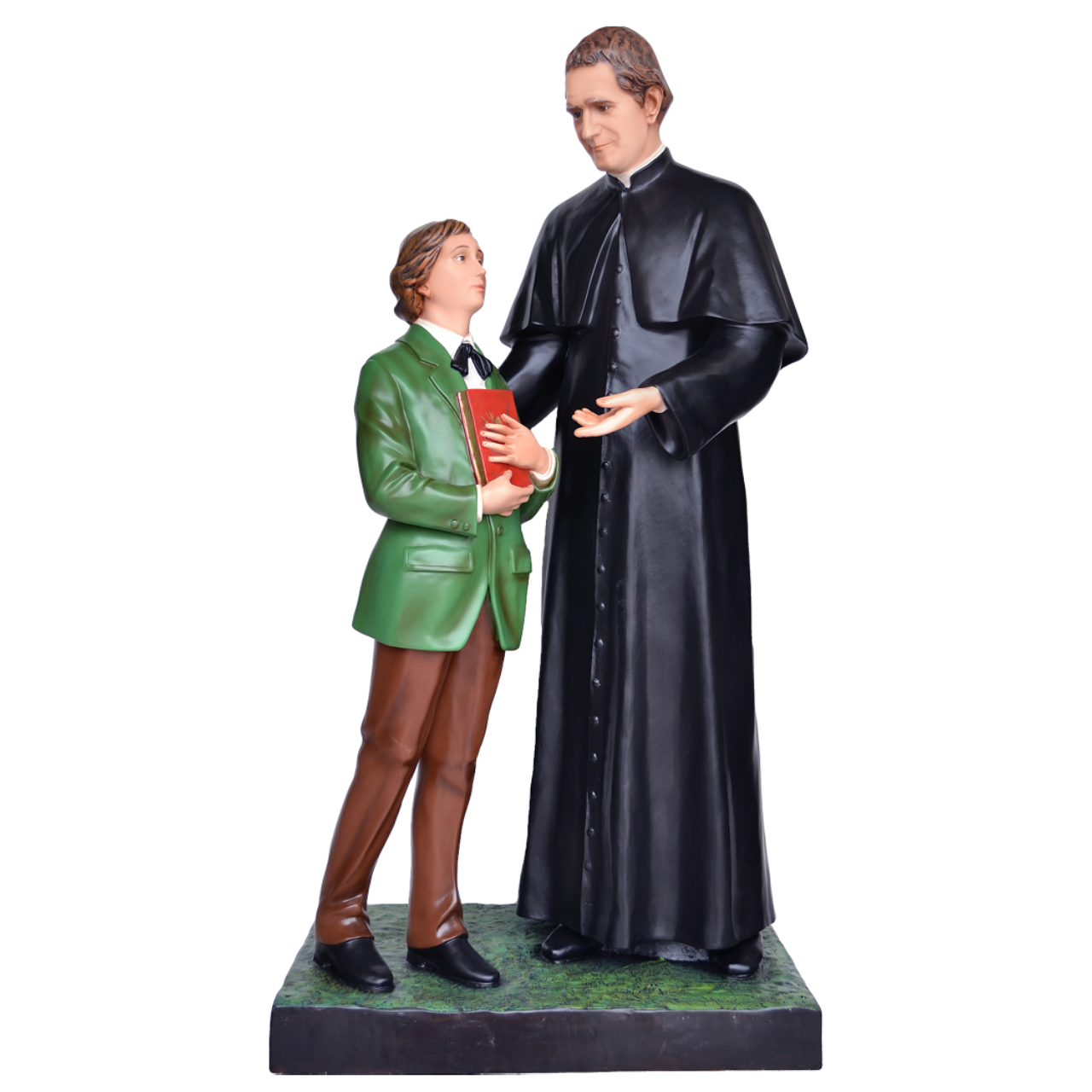 Statua San Giovanni Bosco con Domenico Savio 170 cm in Vetroresina