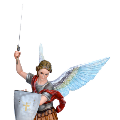 Statua San Michele Arcangelo con Spada e Scudo 120 cm in Vetroresina
