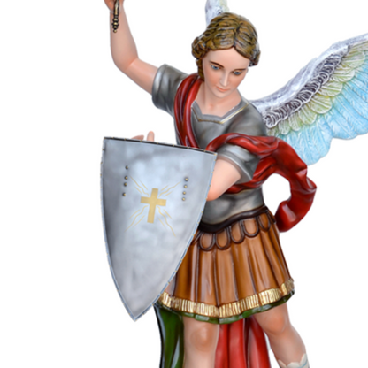 Statua San Michele Arcangelo con Spada e Scudo 120 cm in Vetroresina