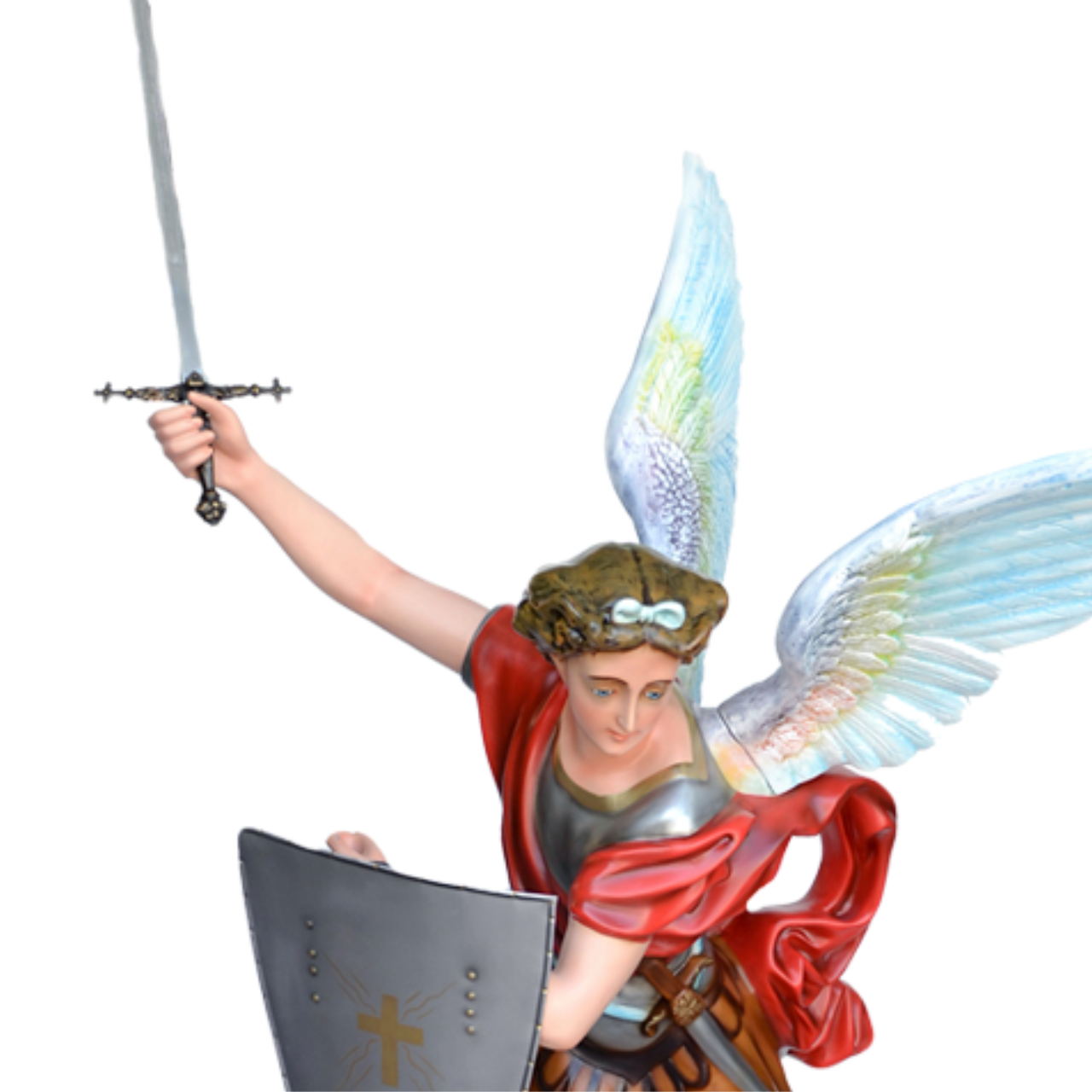Statua San Michele Arcangelo con Spada e Scudo 160 cm in Vetroresina