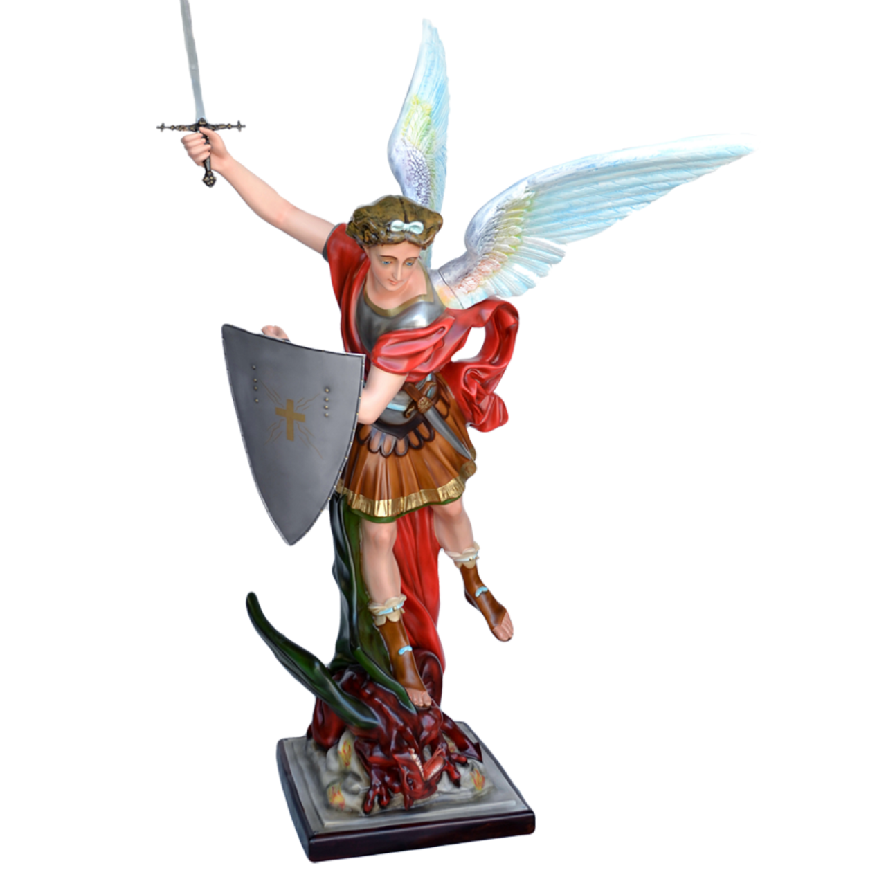 Statua San Michele Arcangelo con Spada e Scudo 160 cm in Vetroresina