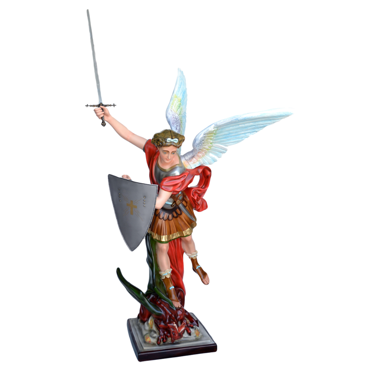 Statua San Michele Arcangelo con Spada e Scudo 160 cm in Vetroresina