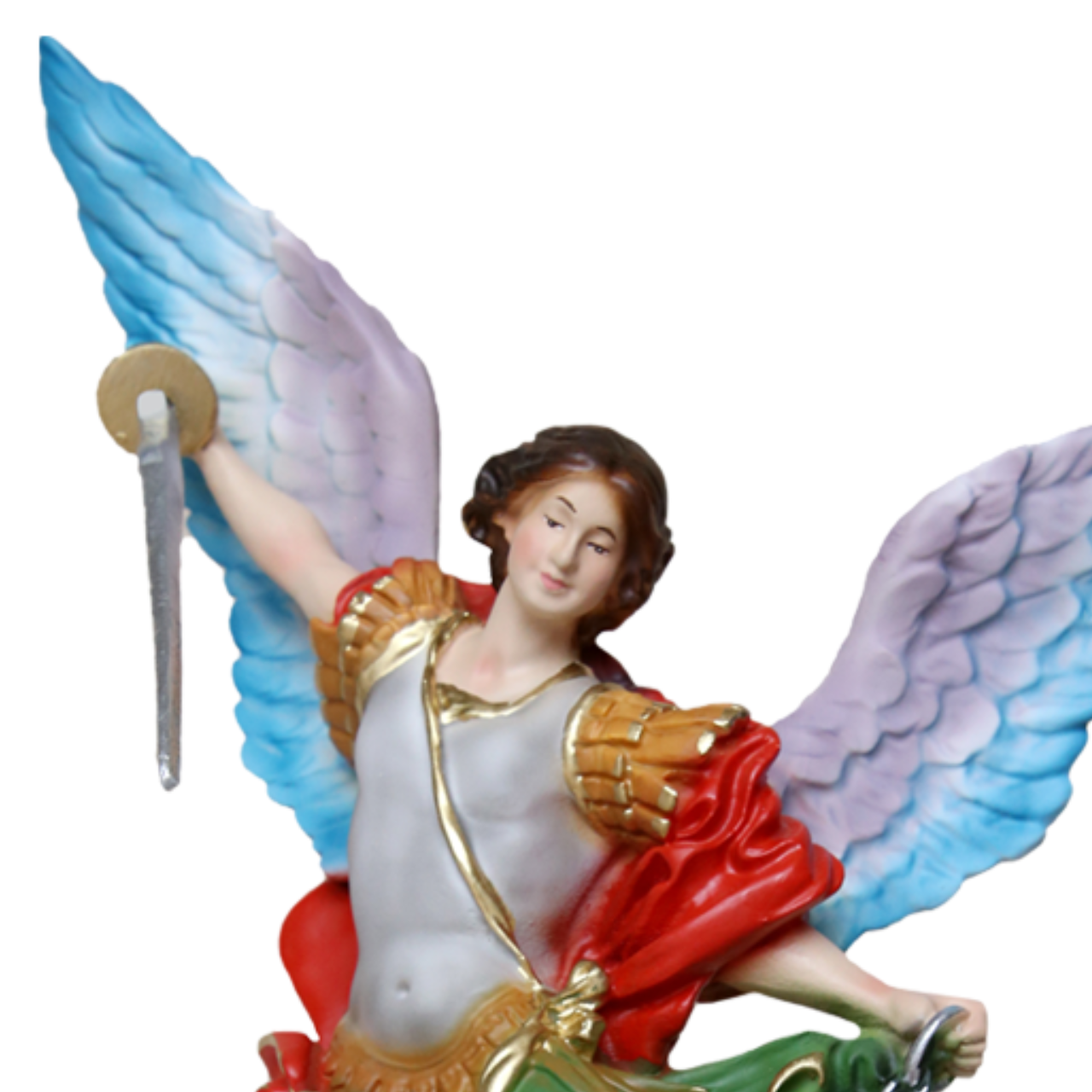 Statua San Michele Arcangelo 20 cm Ali Aperte 28 cm in Resina Piena