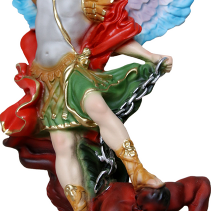 Statua San Michele Arcangelo 20 cm Ali Aperte 28 cm in Resina Piena