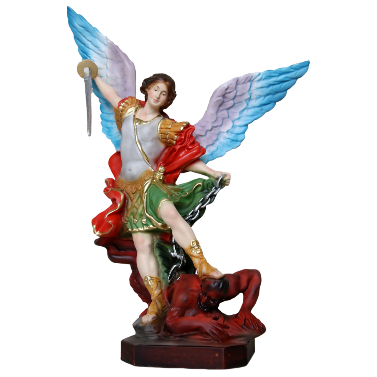 Statua San Michele Arcangelo 20 cm Ali Aperte 28 cm in Resina Piena