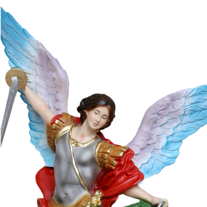 Statua San Michele Arcangelo 30 cm Ali Aperte 40 cm in Resina Piena