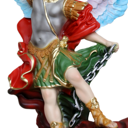 Statua San Michele Arcangelo 30 cm Ali Aperte 40 cm in Resina Piena