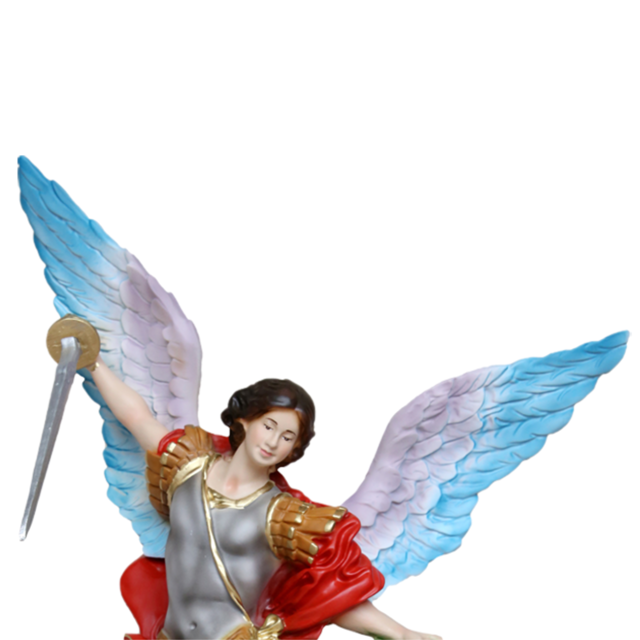 Statua San Michele Arcangelo 30 cm Ali Aperte 40 cm in Resina Piena
