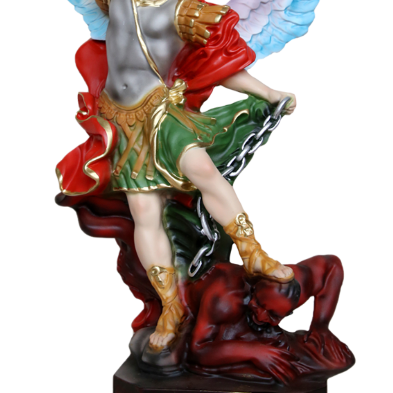 Statua San Michele Arcangelo 30 cm Ali Aperte 40 cm in Resina Piena