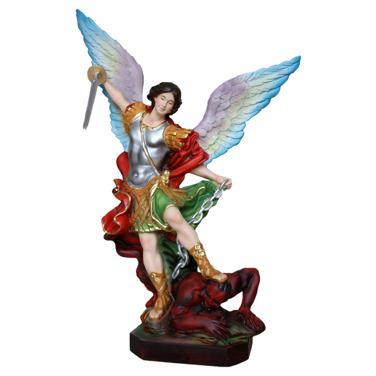 Statua San Michele Arcangelo 40 cm Ali Aperte 54 in Resina