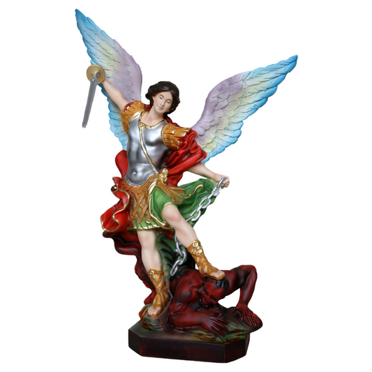 Statua San Michele Arcangelo 40 cm Ali Aperte 54 in Resina