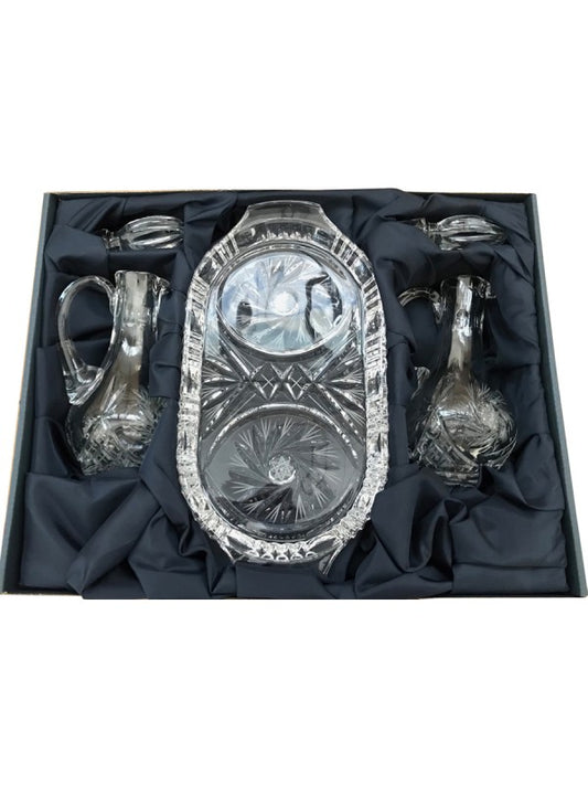 Servizio Ampolle in Cristallo con Vassoio Ovale