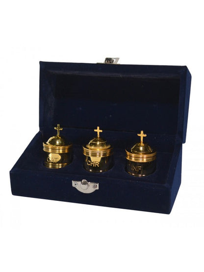 Set Tris Vasetti Oli Santi in Ottone in Astuccio