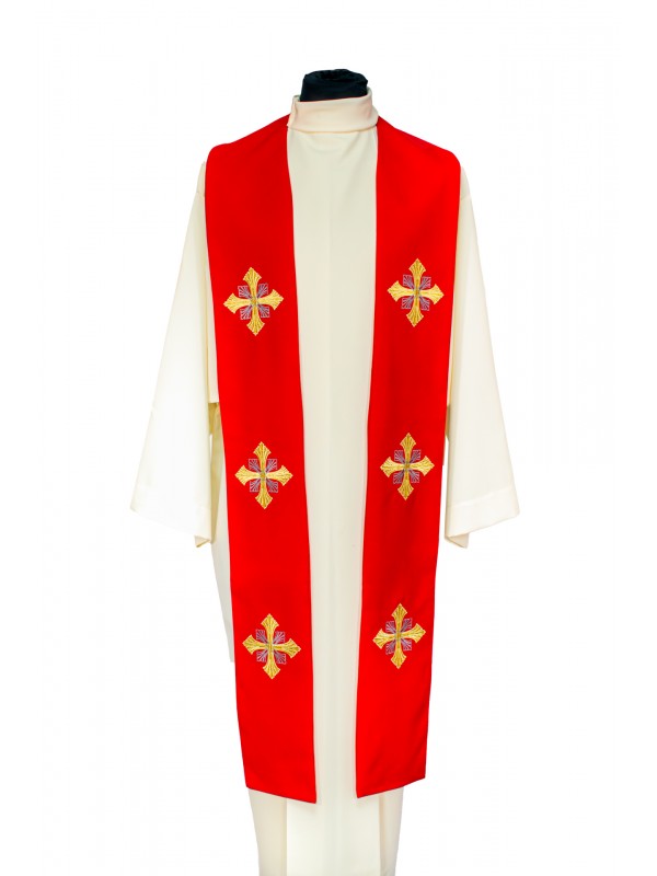 Stola Ricamata con Croci a Ripetizione