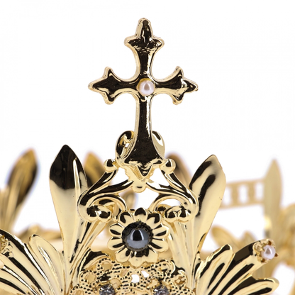 Corona Aperta con Perle e Strass in Ottone Finitura Dorata