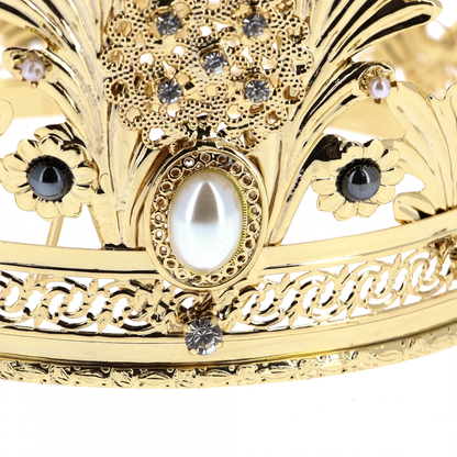 Corona Aperta con Perle e Strass in Ottone Finitura Dorata