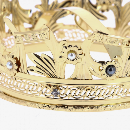 Corona Aperta con Perle e Strass in Ottone Finitura Dorata