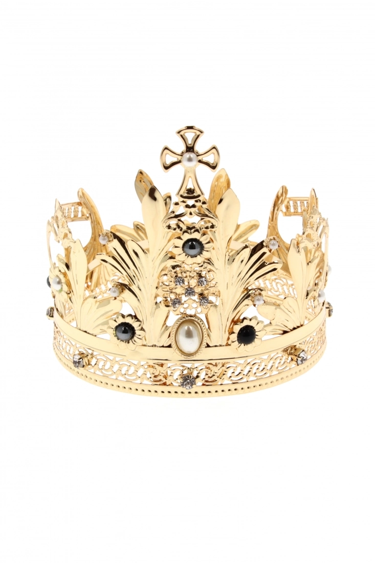 Corona Aperta con Perle e Strass in Ottone Finitura Dorata