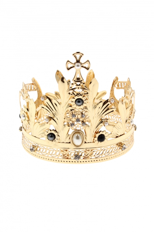 Corona Aperta con Perle e Strass in Ottone Finitura Dorata